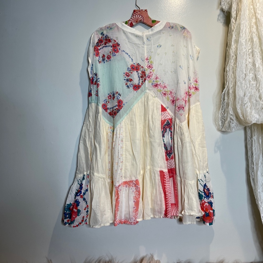 Free People Mended with Scarves Pieced Mixed Printed Colorful Mini Dress - Picture 8 of 9